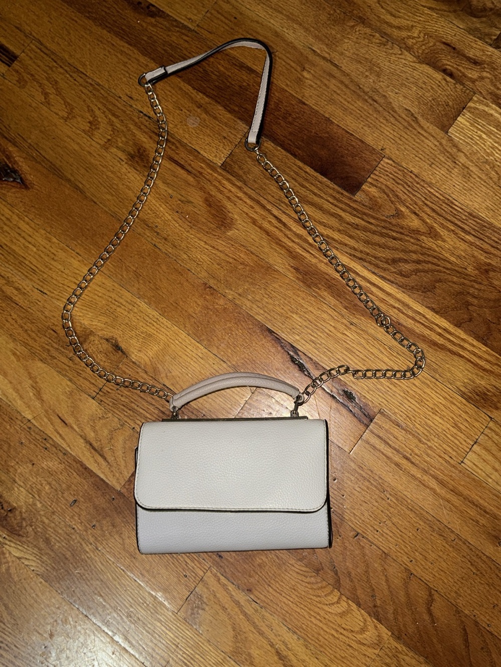 Aldo Cream Crossbody Bag with Gold Chain Strap